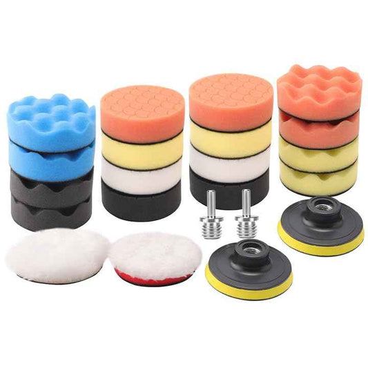 ZFE 3''(80mm) Drill Polishing Kit, 22Pcs Car Polishing Foam Buffing Pads for Drill, Detail Polishing Kit Wool Pads Wax Buffer Polisher Attachment with M14 Thread Backing pad Adapters