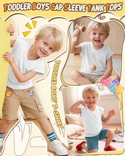 Cotton Athletic Tank Top for Toddler Boys - 5T / White