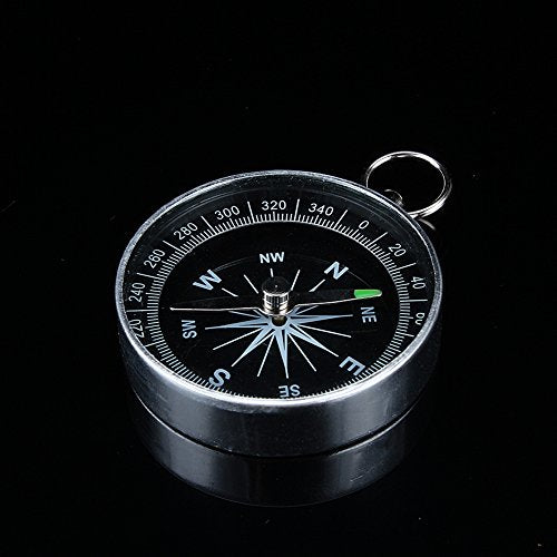 Portable Pocket Compass for Hiking and Camping - Silver