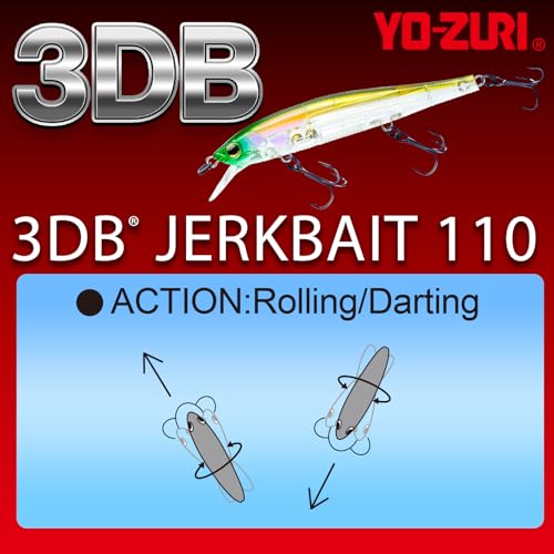 3DB Jerkbait 110 Lure - Suspending Minnow, 4-3/8 Inch - Pearl Shad