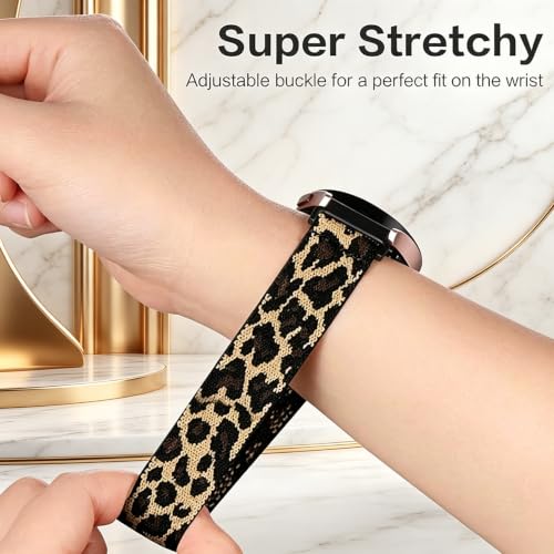 20mm Elastic Nylon Watch Bands for Garmin Vivoactive & Forerunner - 4 Pack Black/Pink/Cactus/Leopard