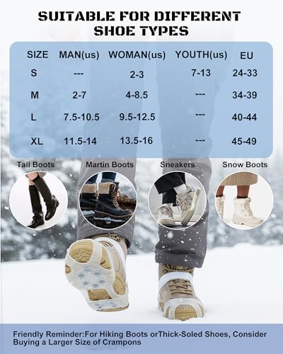 Translucent Ice Cleats with 10 Steel Spikes - Slip-On Traction for Shoes