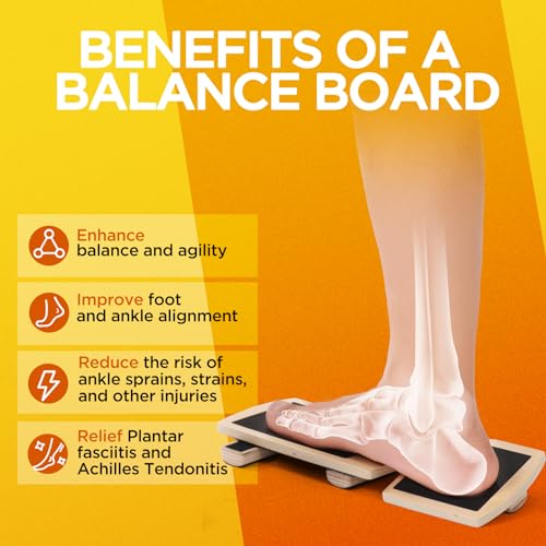 Ankle Balance Board Trainer for Stability & Foot Strength - Black