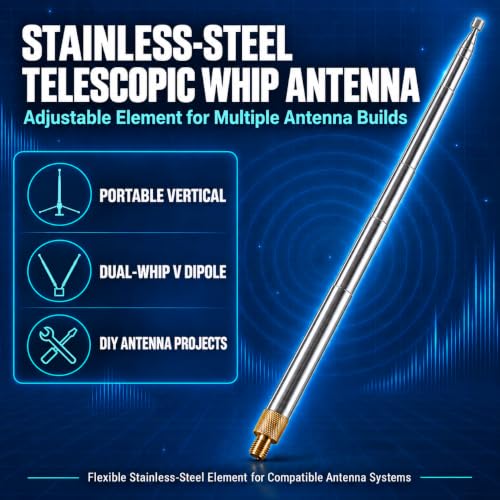 5.6m Telescopic Antenna Rod for Ham Radio, Stainless Steel M10 Mount