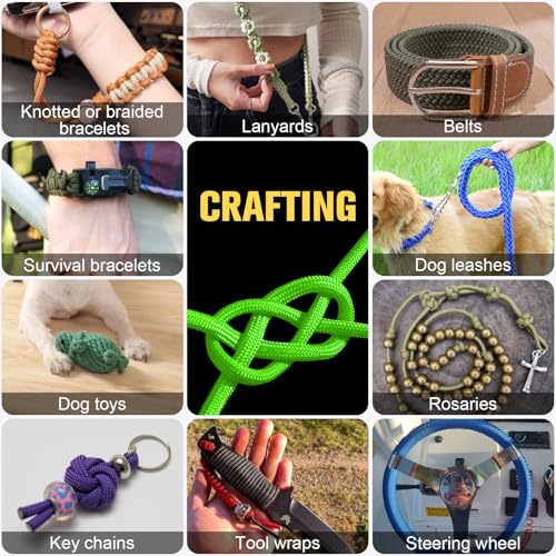 550 lb Paracord Rope - 100ft Neon Green Heavy Duty Cord