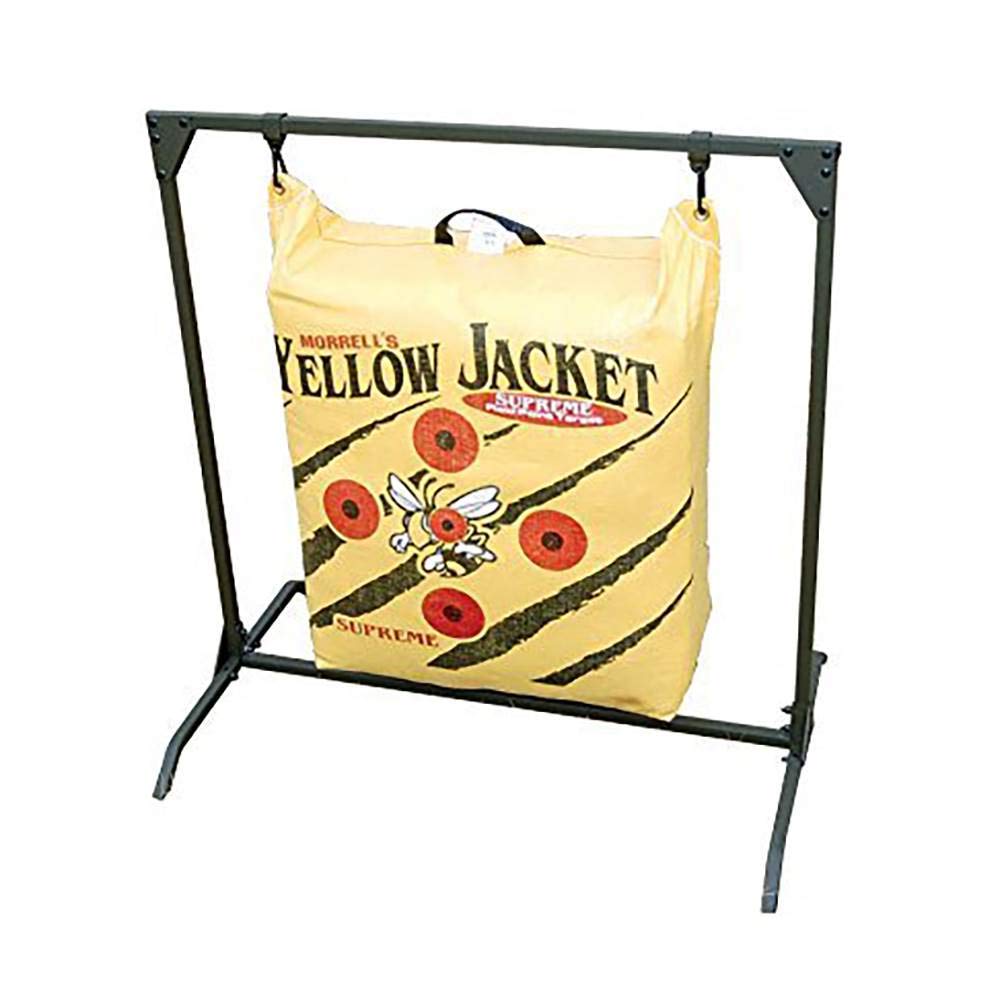 Morrell Yellow Jacket 19lb Portable Stinger Field Point Archery Bag Target with HME Products 30in Bag Target Stand and Indoor Outdoor Bow Storage Rack