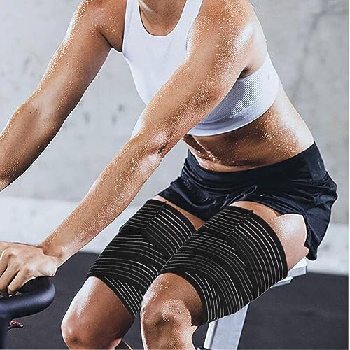 Thigh High Compression Bandage - Adjustable Full Leg Support - Black