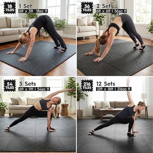 18 Pcs Interlocking EVA Foam Floor Tiles for Home Gym