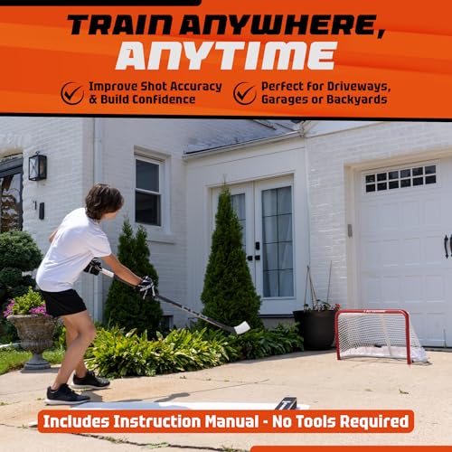 28" x 20" Steel Frame Hockey Goal - Compact Youth Practice Net