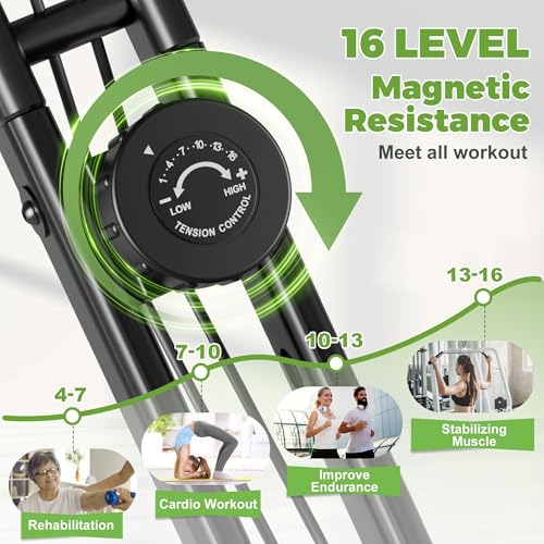 5-in-1 Folding Exercise Bike - 16-Level Magnetic Resistance - Black