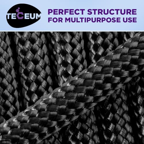 550 lb Reflective Paracord Rope - Black, 50 ft Utility Rope