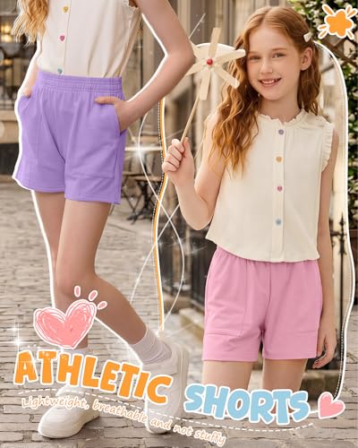 Girls Athletic Sweat Shorts - 3 Pack