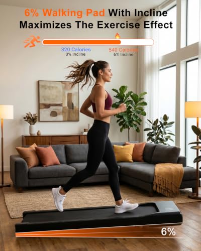 Portable Under Desk Treadmill with 6% Incline & Remote Control