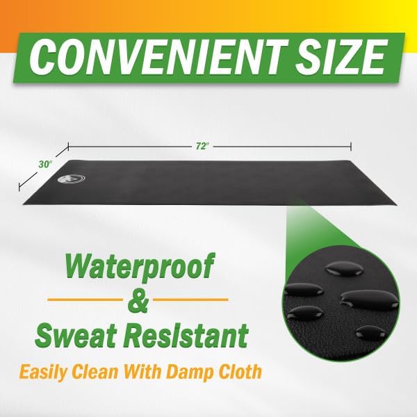 Wakeman Exercise Equipment Mat - Non-Slip, Waterproof Floor Protector for Treadmills, Bikes & Home Gyms