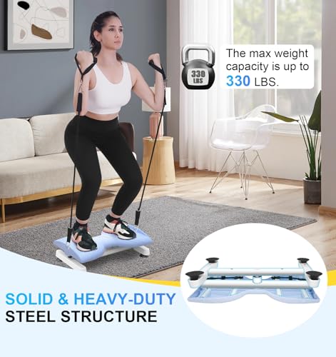 Waist Twist Machine with Pilates Bar & Resistance Bands - Purple