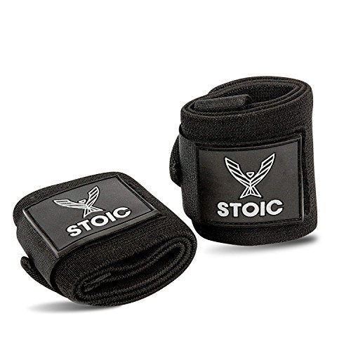 Stoic 18-Inch Wrist Wraps for Weightlifting & Gym Training – Black, Pair
