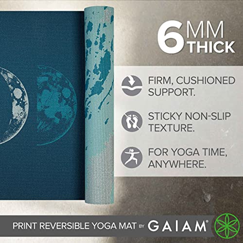 Premium 6mm Reversible Yoga Mat - Lunar Wave Design