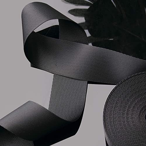 1 Inch Wide Black Nylon Webbing Strap - 10 Yards for Climbing, Bags & DIY