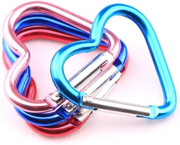Heart Shaped Carabiner Clip - Aluminum Alloy Heavy Duty Keyring - Red