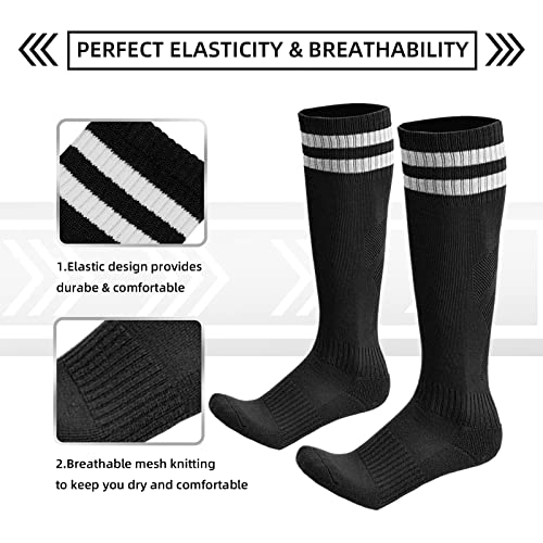 Soccer Shin Guards with Socks for Kids - Black, Medium (3'9 - 4'4)