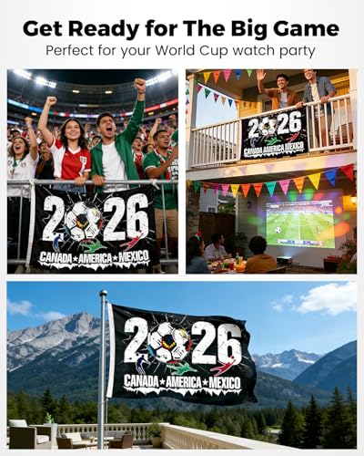 World Soccer Flag 5x3 FT - USA, Canada, Mexico Football Banner