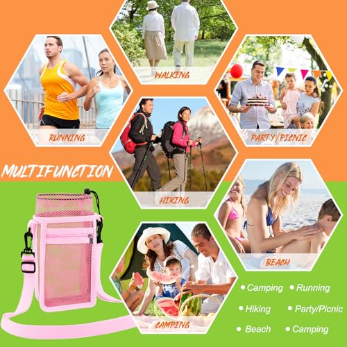 Berlune Mesh Water Bottle Holder with Adjustable Strap - 8 Pack, Multi-Color