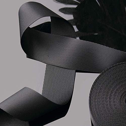 1.5 Inch Wide Black Nylon Webbing Strap - 10 Yards for DIY, Bags & Climbing