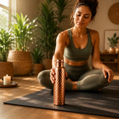 G1 Essentials 34 oz Copper Water Bottle - Handcrafted Leak-Proof Travel Hydration