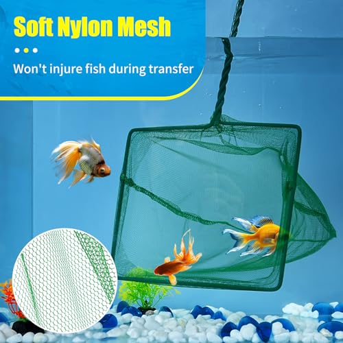 8-Inch Aquarium Fish Net with 10.5-Inch Handle - Fine Nylon Mesh
