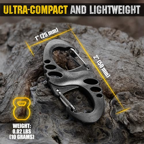 Mini Carabiners - Double Spring Snap Hook - 5 Pack - Black