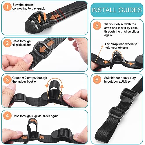6 Pcs Ladder Lock & Tri-Glide Buckles for 1 Inch Straps