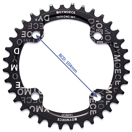 104BCD Round Bike Chainring 36T - Black, 9/10/11 Speed MTB