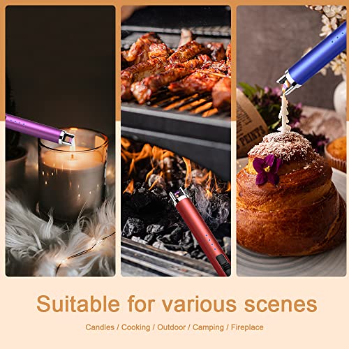 USB Rechargeable Electronic Arc Lighter - Windproof Flameless - Purple