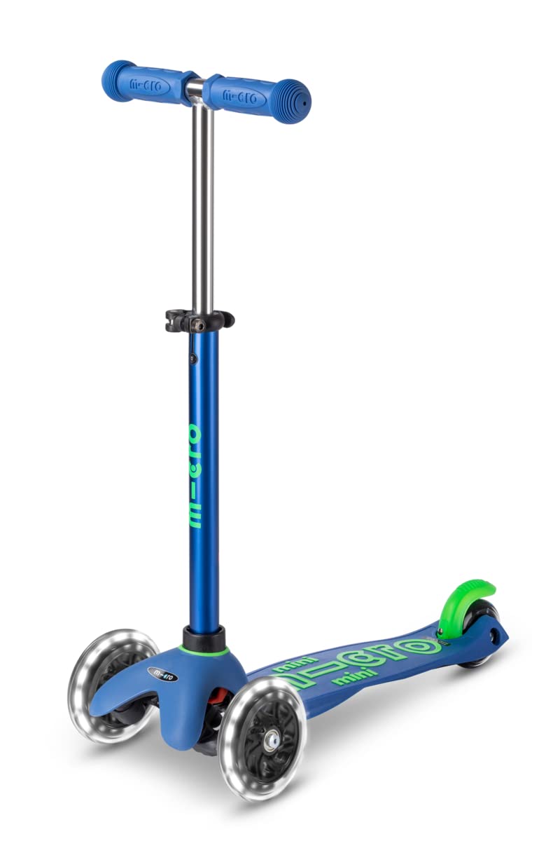 Micro Kickboard | Mini LED Kids Scooter for Ages 2-5 | Children up to 110 lbs | 3 Wheel Lean-to-Steer Design | Adjustable T Bar | Smooth Ride, Motion Activated PU LED Wheels | Swiss Design