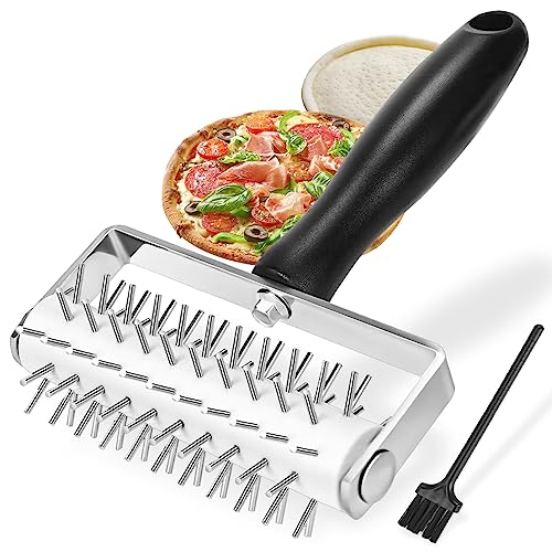 Ecavria Black Pizza Dough Docker — Premium Stainless Steel Spiked Roller