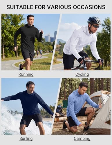 UPF 50+ Sun Protection Hoodie with Mask - Black, X-Large