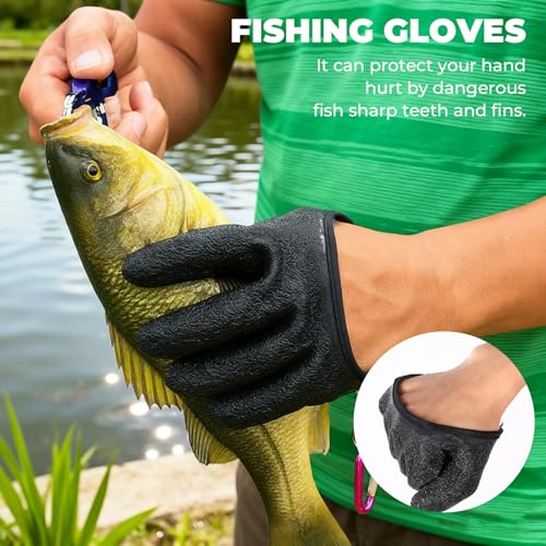 Waterproof Fishing Gloves with Magnetic Hook - 2 Pcs Non-Slip Grip