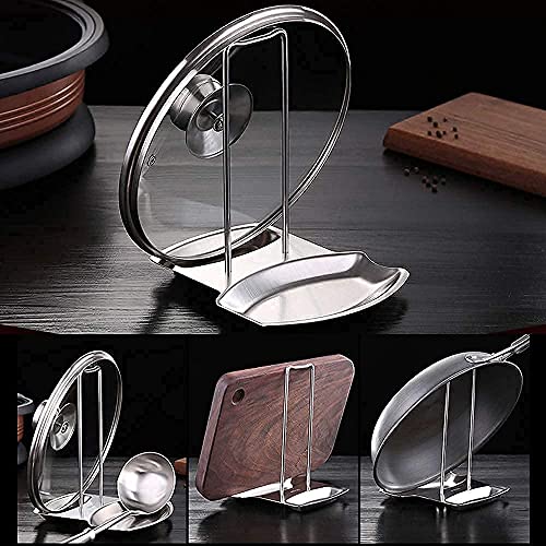 Stainless Steel Pan Lid Holder & Spoon Rest Organizer