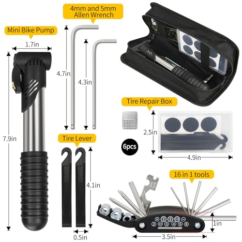 Bike Repair Kit with Bag & Tire Pump - Bike Tube Bag Set