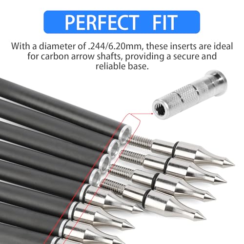 24 Aluminum Archery Arrow Inserts - .244/6.20mm Replacement Parts