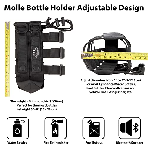 Black MOLLE Water Bottle Holder 40 oz Tactical Pouch for Backpack & Belt