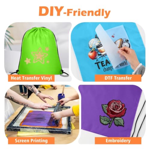 50 Pack Bulk Drawstring Backpacks in 10 Colors - 13.4x16 Inches for Events & Promotions