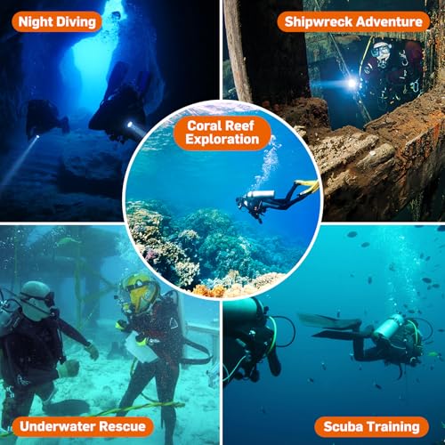 Odepro WD12 Dive Light 1400 Lumens Waterproof Underwater Flashlight
