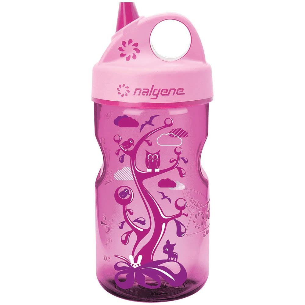 Nalgene Kids Grip-N-Gulp Water Bottles, Leak Proof Sippy Cup, Durable, BPA and BPS Free, Dishwasher Safe, Reusable, 12 Ounces, Pink Woodland