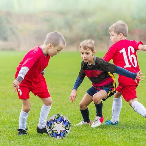 Soccer Ball for Kids and Adults - Durable Full Grain PU Leather Size 5, Ideal for Practice & Play