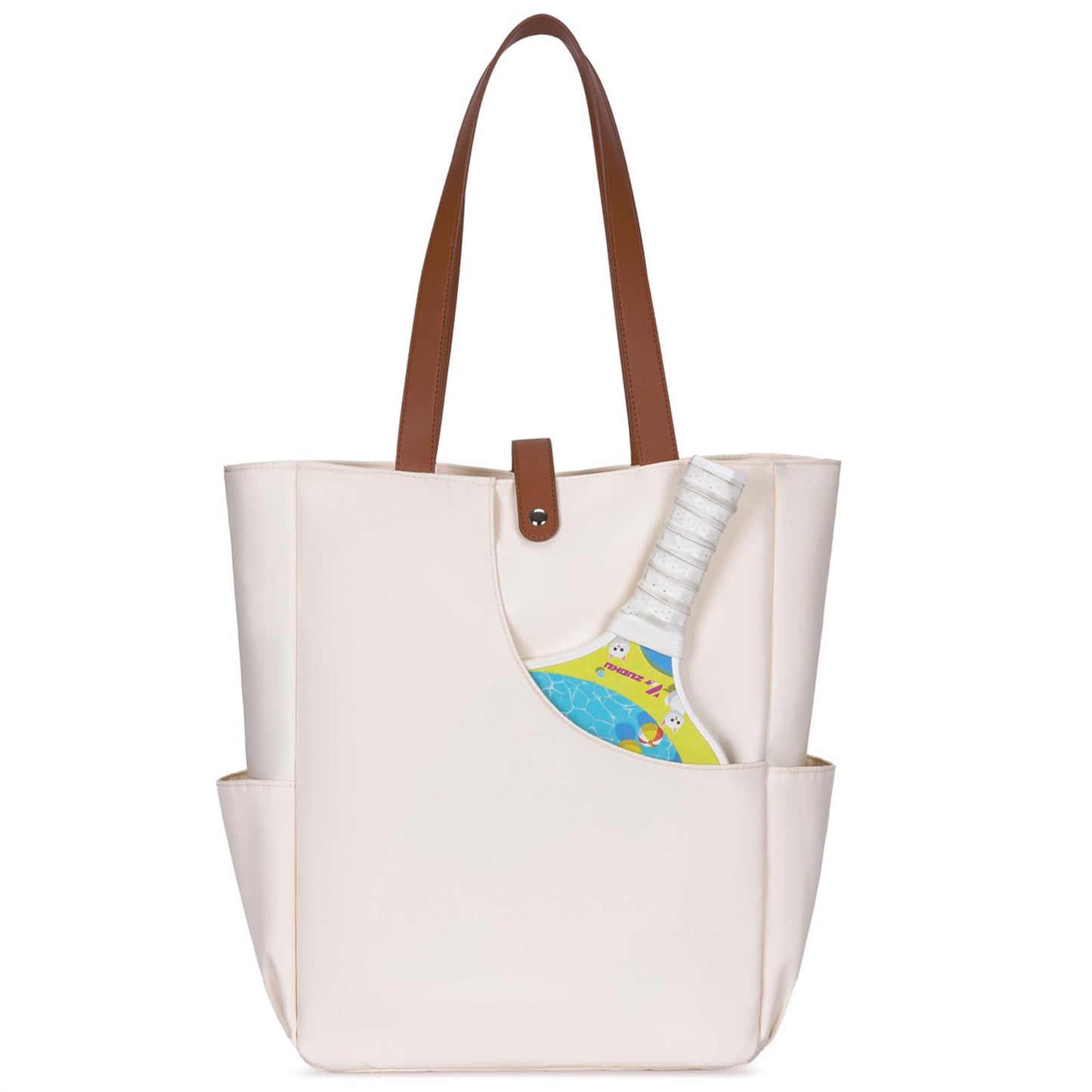 JIOWRT Pickleball Bags for Women and Men, Pickleball Gifts for Women Sling Backpack, Pickle Ball Tote Handbag with Pocket Cover Fits 2 Pickle Ball Paddles Essentials Accessories (Off White)