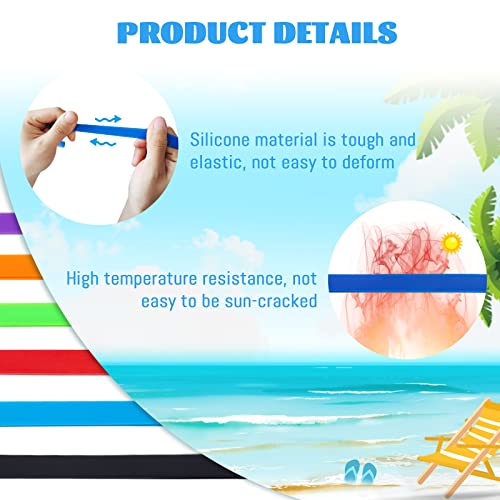 6 Pack Beach Towel Bands - Windproof Silicone Clips in 6 Colors