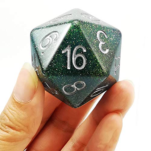 Glitter Jumbo D20 Dice - 38MM Turquoise Green Polyhedral