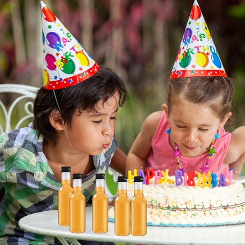 Woozettn 30 Pack 1.7oz Mini Plastic Liquor Bottles with Black Caps & Funnels