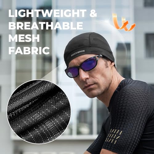 ROCKBROS Cycling & Motorcycle Helmet Liner Skull Cap - Cooling Breathable Headwear for Men Women, Black/Grey/Blue